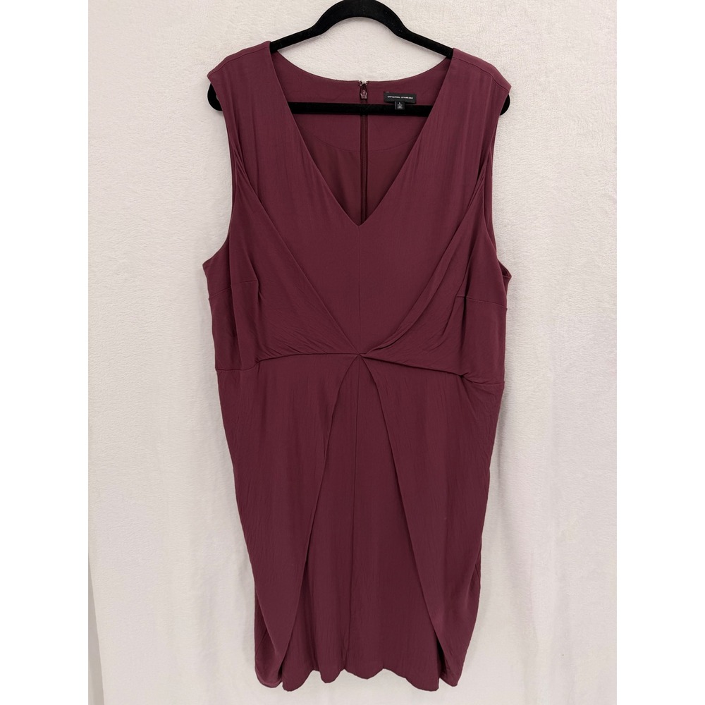 Universal Standard Burgundy V-Neck Twisted Front Sheath Dress 3X Career Chic
